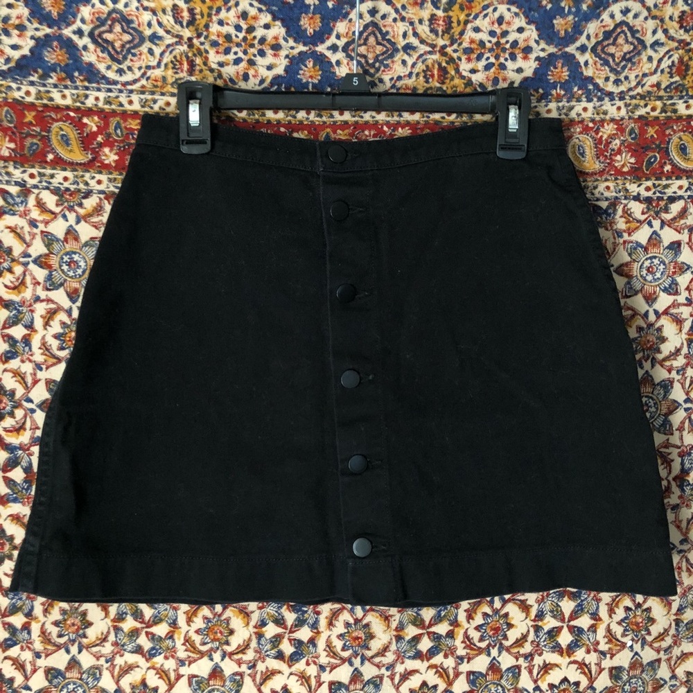 American Apparel Jeans Mini Skirt Buttons Black